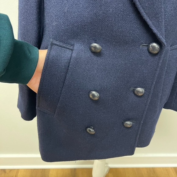 J Crew Italian Wool Peacoat Womens 2 Navy Blue Classic Short Career Office New - Picture 3 of 15